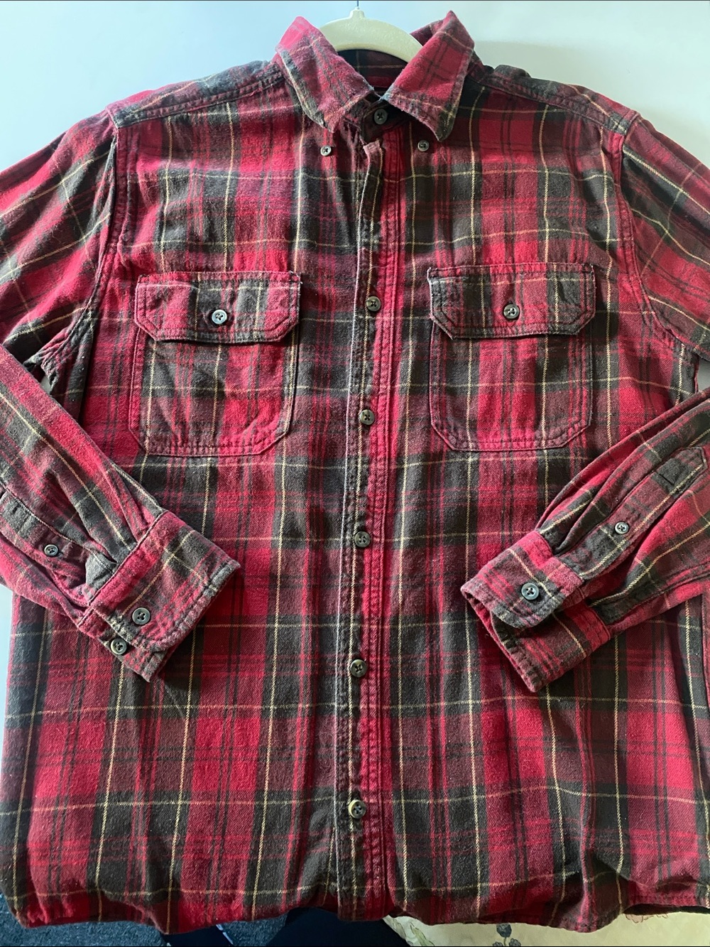 Faded Glory Red and Black Plaid Button-Down Shirt